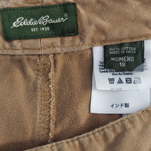 Eddie Bauer Women's Size 18 Beige Khaki Wide Leg Cotton Jean Pant High Rise - Picture 5 of 12